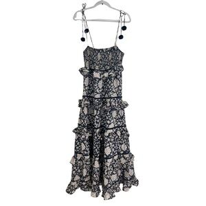 Marea Smocked Block Print Maxi Dress